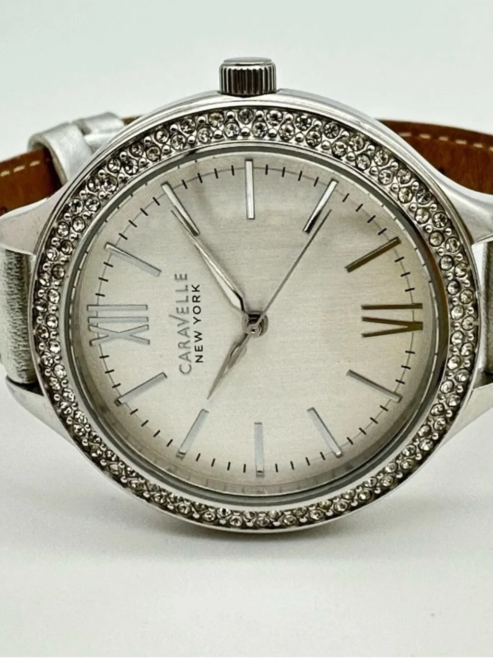 Caravelle New York by Bulova 43L167 Women's Crystal Bezel Wrist Watch 37mm Works